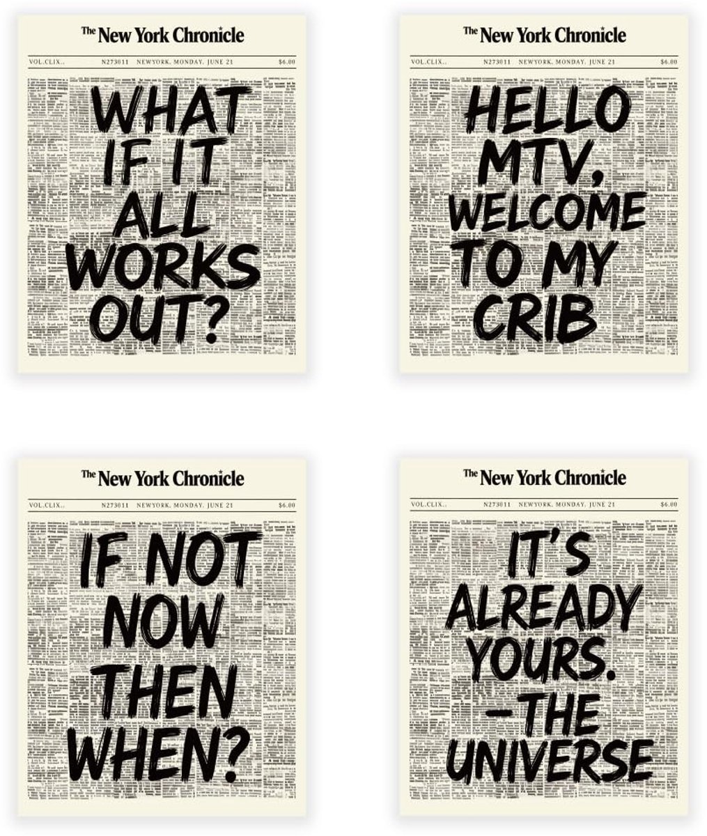 Solidchoice - Set van 4 Positieve Citaat Posters - Zwart en Wit Muurkunst voor Thuis en Winkel