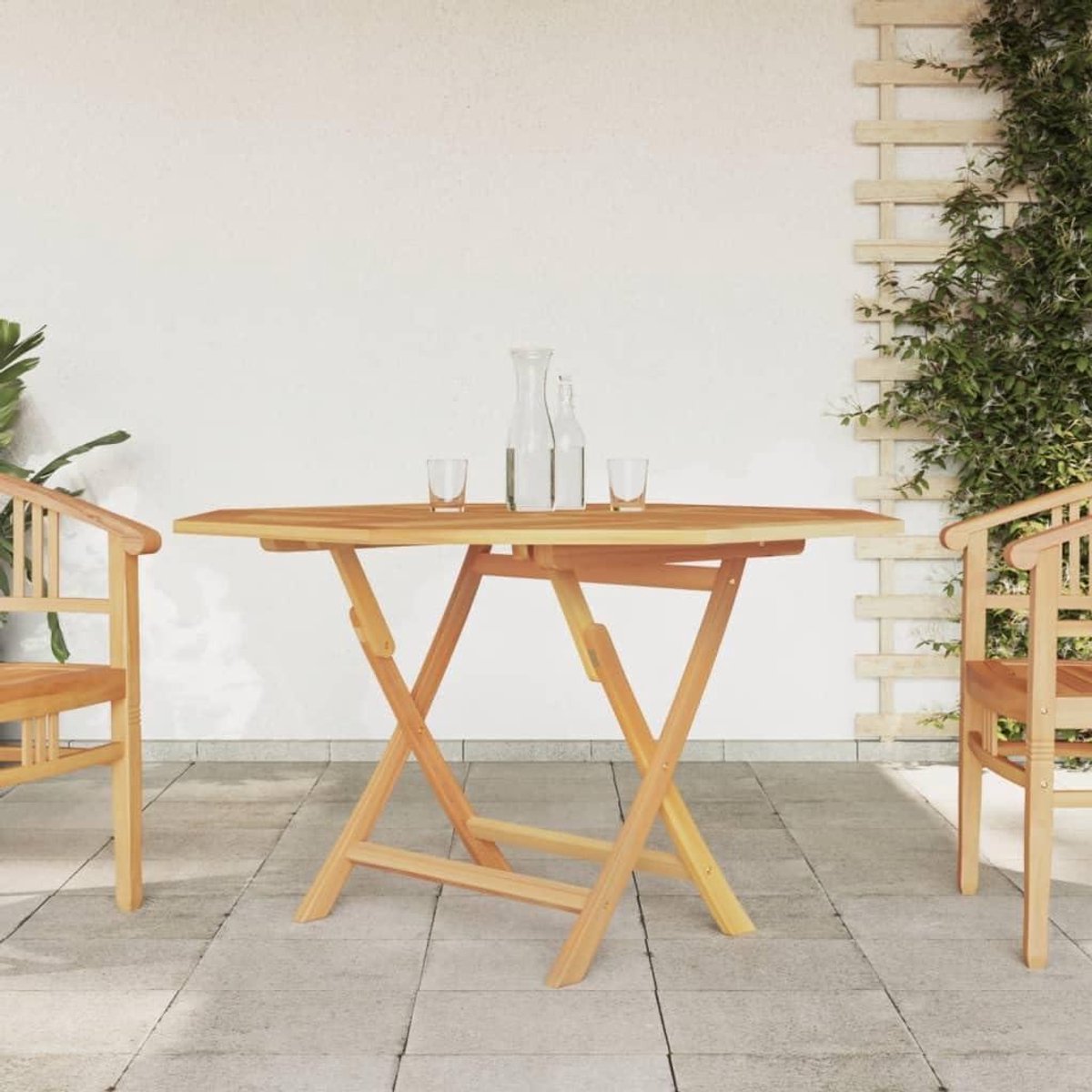 Houten Tuin Tafel - Balkon Tafel Outdoor - Buiten Ontspannen - Inklapbaar - 120 x 120 x 75 cm - Houtkleurig