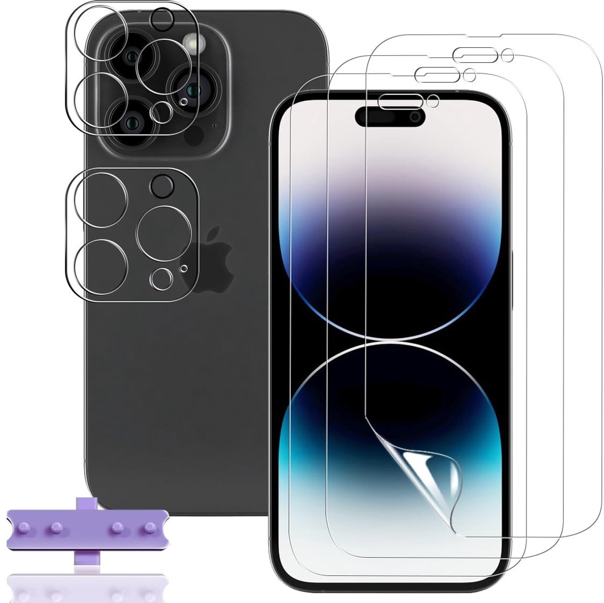 Solidchoice - Beschermfolie voor iPhone 14 Pro Max - 3 + 2 Stuks Pantserglas