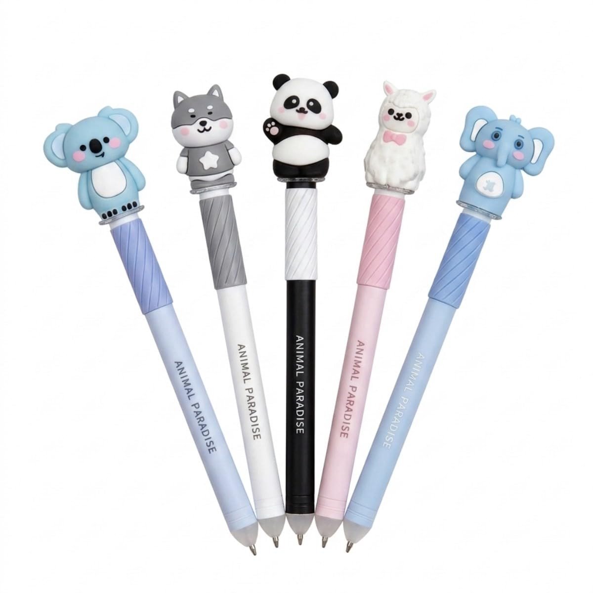 Solidchoice - 5 Stuks Uitwisbare Gelstiften - Pastelkleuren, 0,5 mm, Zwart