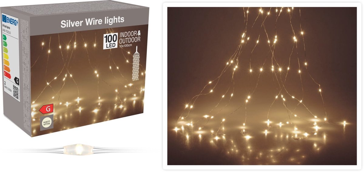 LED draadverlichting - 100 LED - IP44 Adapter - warm wit