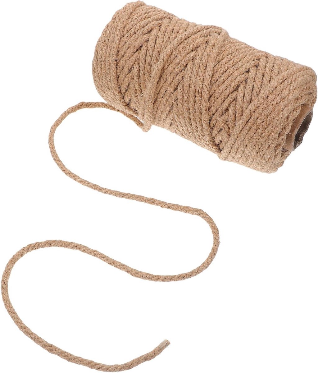 Natuurlijk Jute Touw - Bindtouw Hennepkoord - Knutselen Tuinieren - Zacht maar Stevig - 50 Meter - Khaki