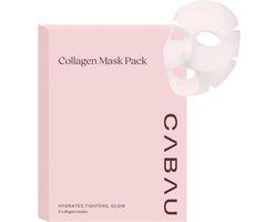 Cabau – Collagen Mask Pack – Hydraterend Gezichtsmasker met Collageen & Centella Asiatica – Vegan & Cruelty-Free – 2 Maskers