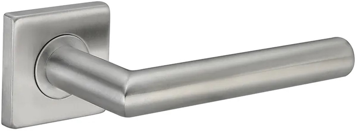 Deurkruk (2x) Vita 20mm haaks op vierkant rozet geborsteld RVS | RVS deurklinken