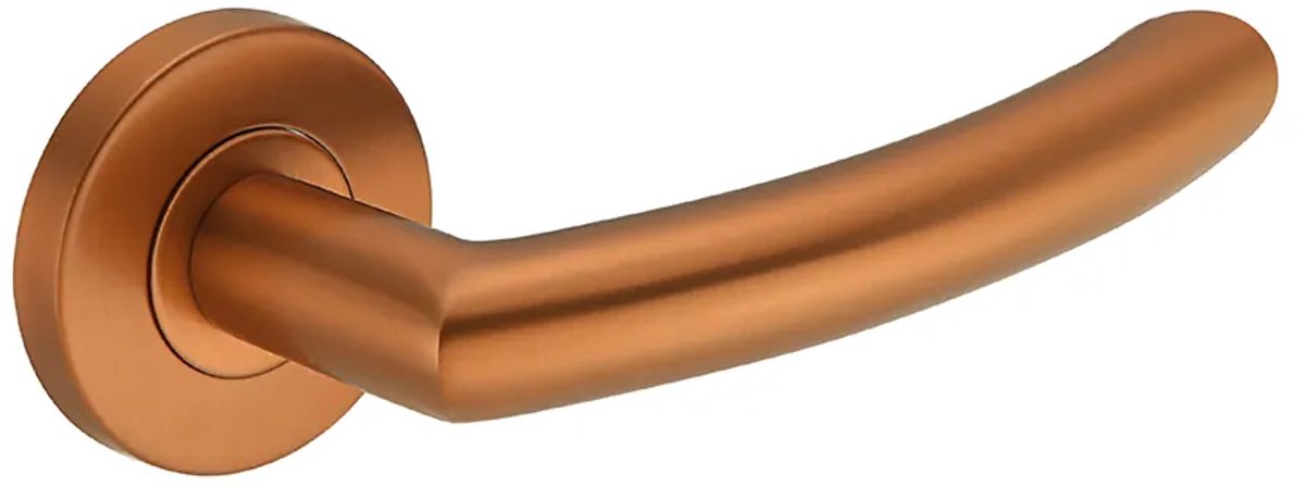 Deurkruk (2x) Luca rond 20mm haaks op rozet brons geborsteld PVD gecoat | Ronde deurklinken