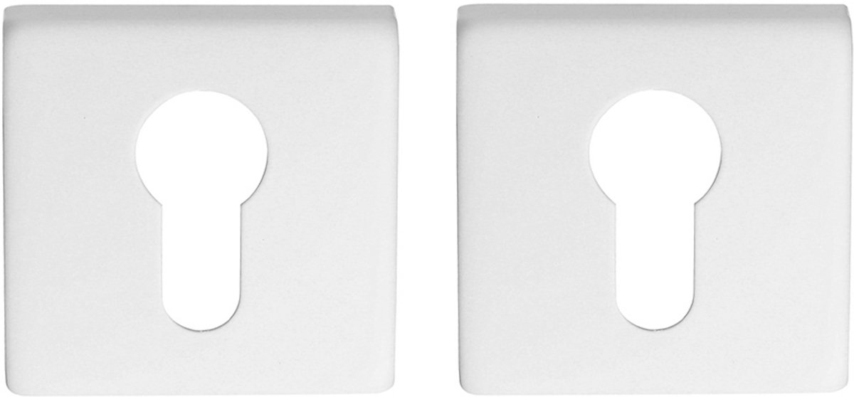 Cilinderrozet vierkant 53x53x8,9mm mat wit PVD gecoat