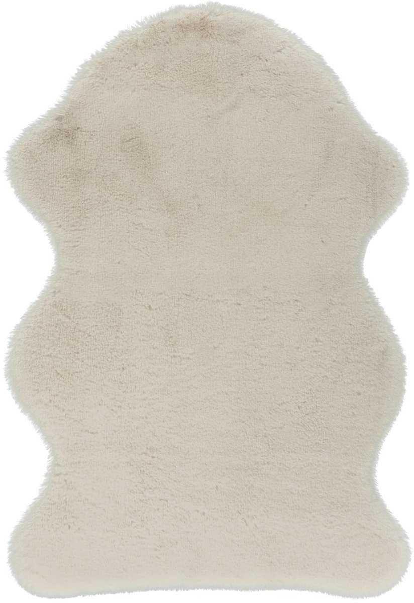 Padiro hoogpolig vloerkleed 60 x 90 cm - crème / off-white - modern effen design - geschikt voor vloerverwarming - van polyester