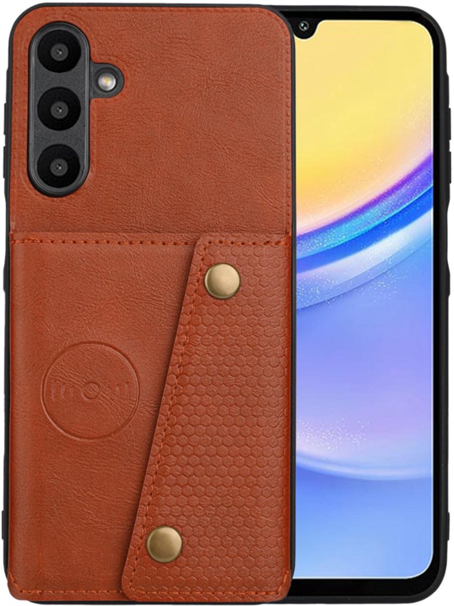 PU Bescherm-Hoes Cover met 4 Pas-vak geschikt voor Samsung Galaxy A57 - Bruin