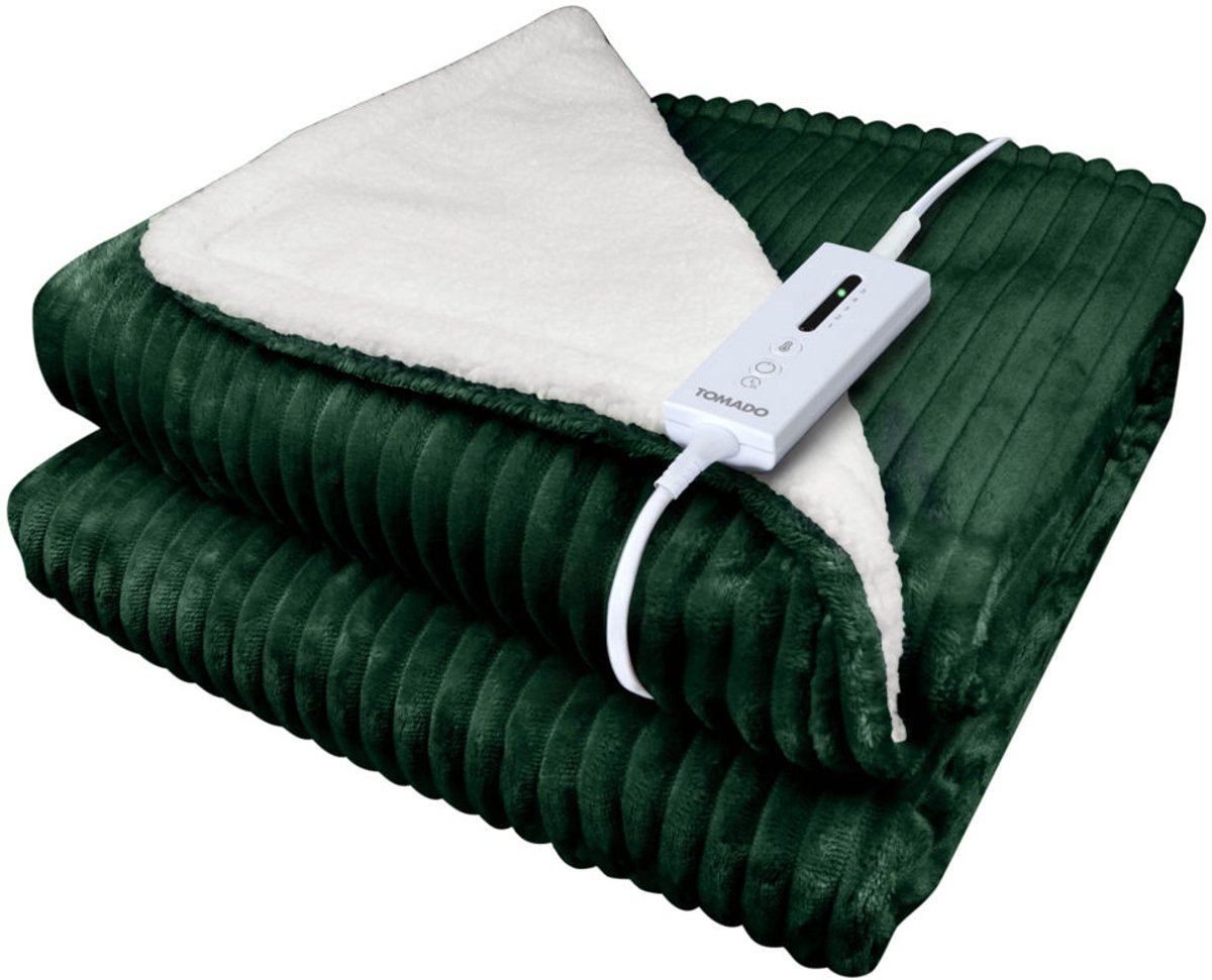 Tomado TEB1804G - Elektrische bovendeken - Warmtedeken - Omslagdeken - Superzachte fleece stof - 180 x 130 cm - Groen – foto 6