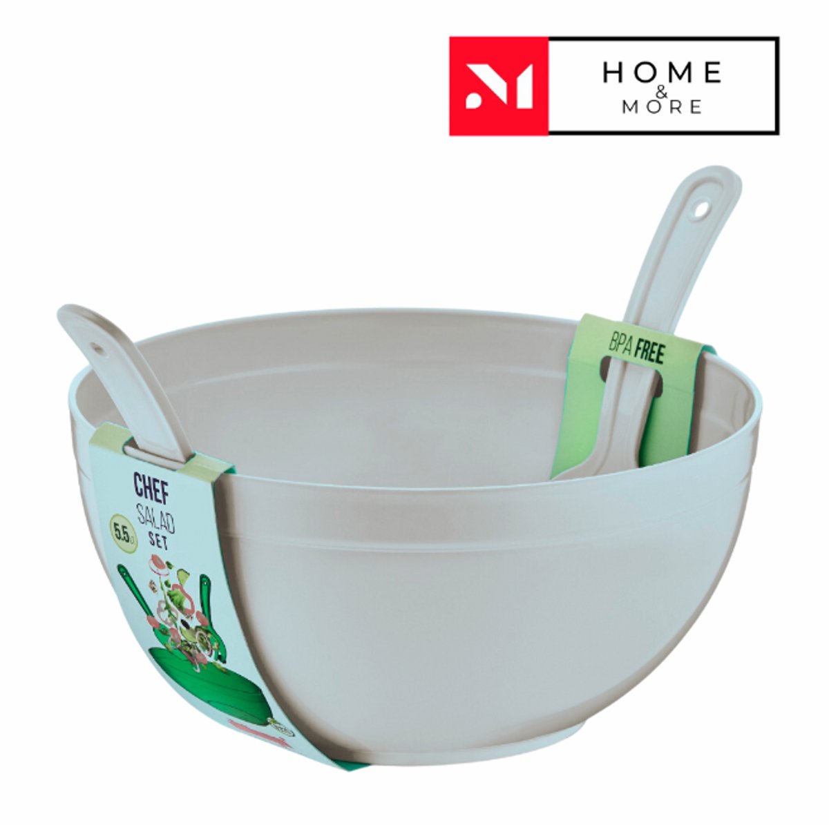 3 Delig Chef Salade Set 5.5 LT - BPA Free - Servies set - Lichtgrijs - Sla kom