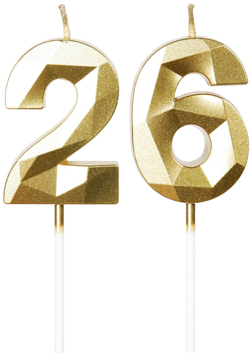 Solidchoice - Gouden Verjaardagskaarsen voor 26e Verjaardag Decoratie