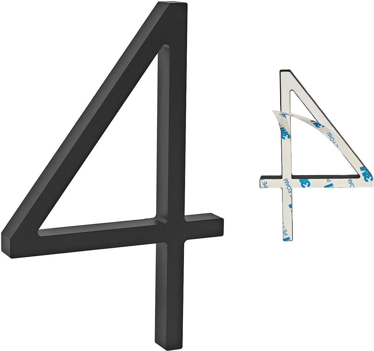 Solidchoice - Deurnummers - 5 Inch 3D Zelfklevende Huisnummers - Adresnummers Stickers voor Huis - Zwart (4)