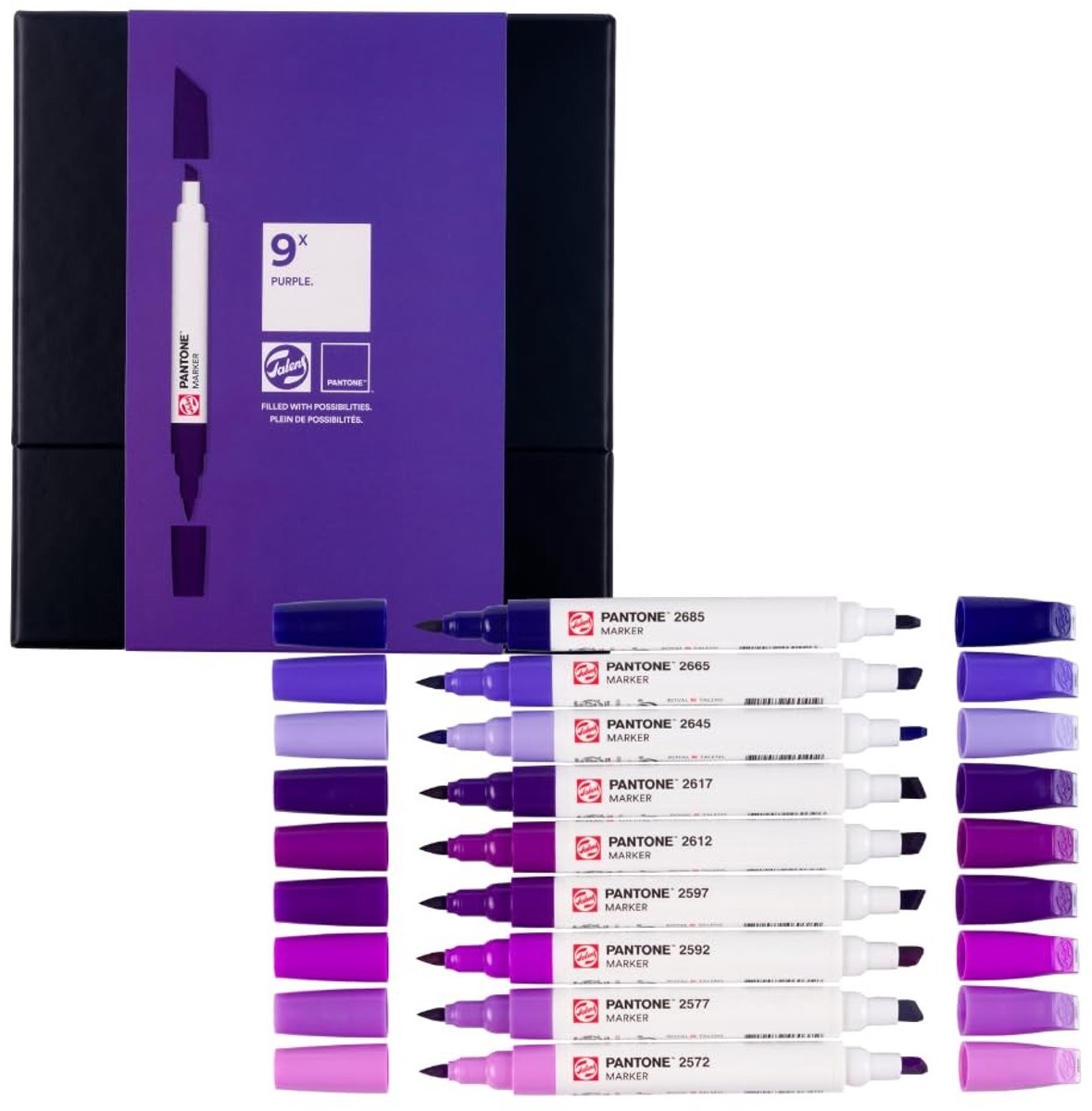 Solidchoice - Pantone Marker Set van 9 met Brush en Bijtelpunt