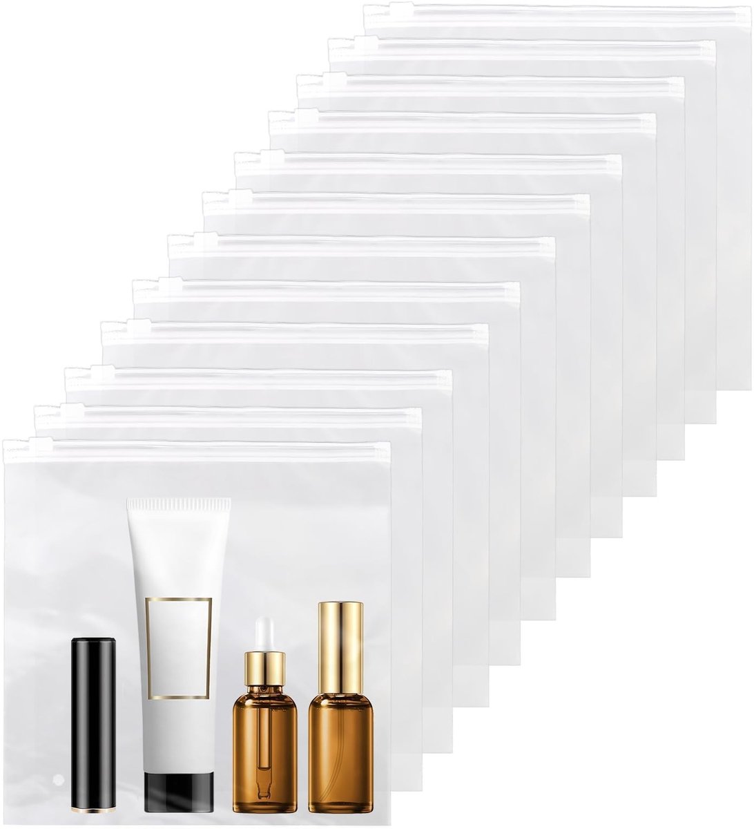 Solidchoice - Set van 12 Transparante Reistassen, 20 x 20 cm