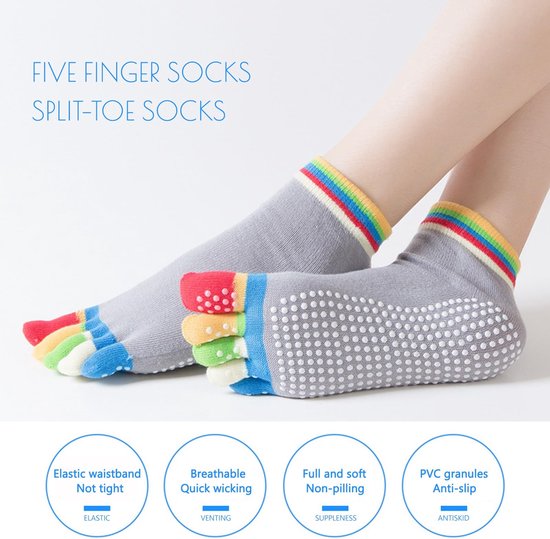 Solidchoice - 3 Paar Antislip Yoga Sokken voor Dames van Solidchoice — afbeelding 5
