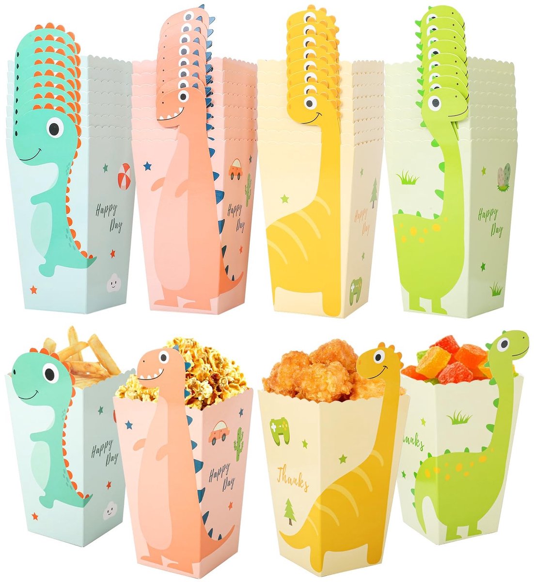 Solidchoice - Set van 40 Mini Popcorn Dozen met Dino Ontwerp voor Feesten