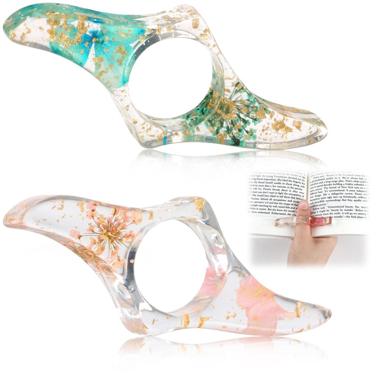 Solidchoice - Set van 2 Paginahouders met Gedroogde Bloemen voor Boekenliefhebbers