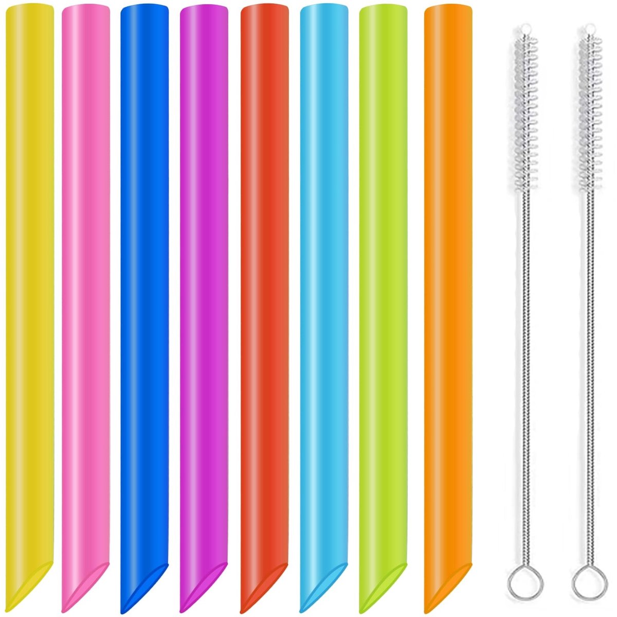 Solidchoice - Set van 8 Herbruikbare Bubble Tea Rietjes met Reinigingsborstels