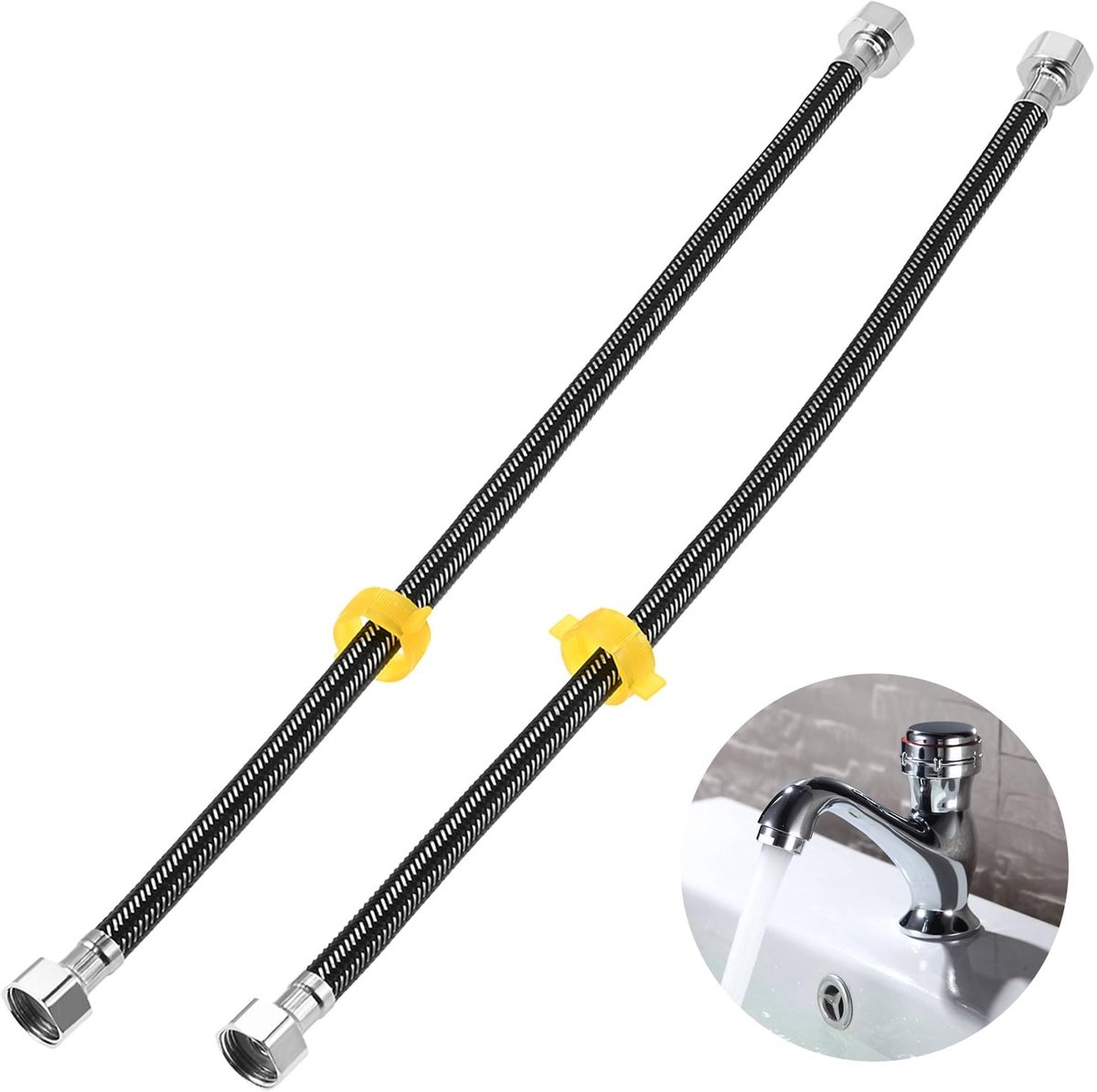 Solidchoice - Set van 2 RVS Flexibele Slangen voor Wateraansluiting