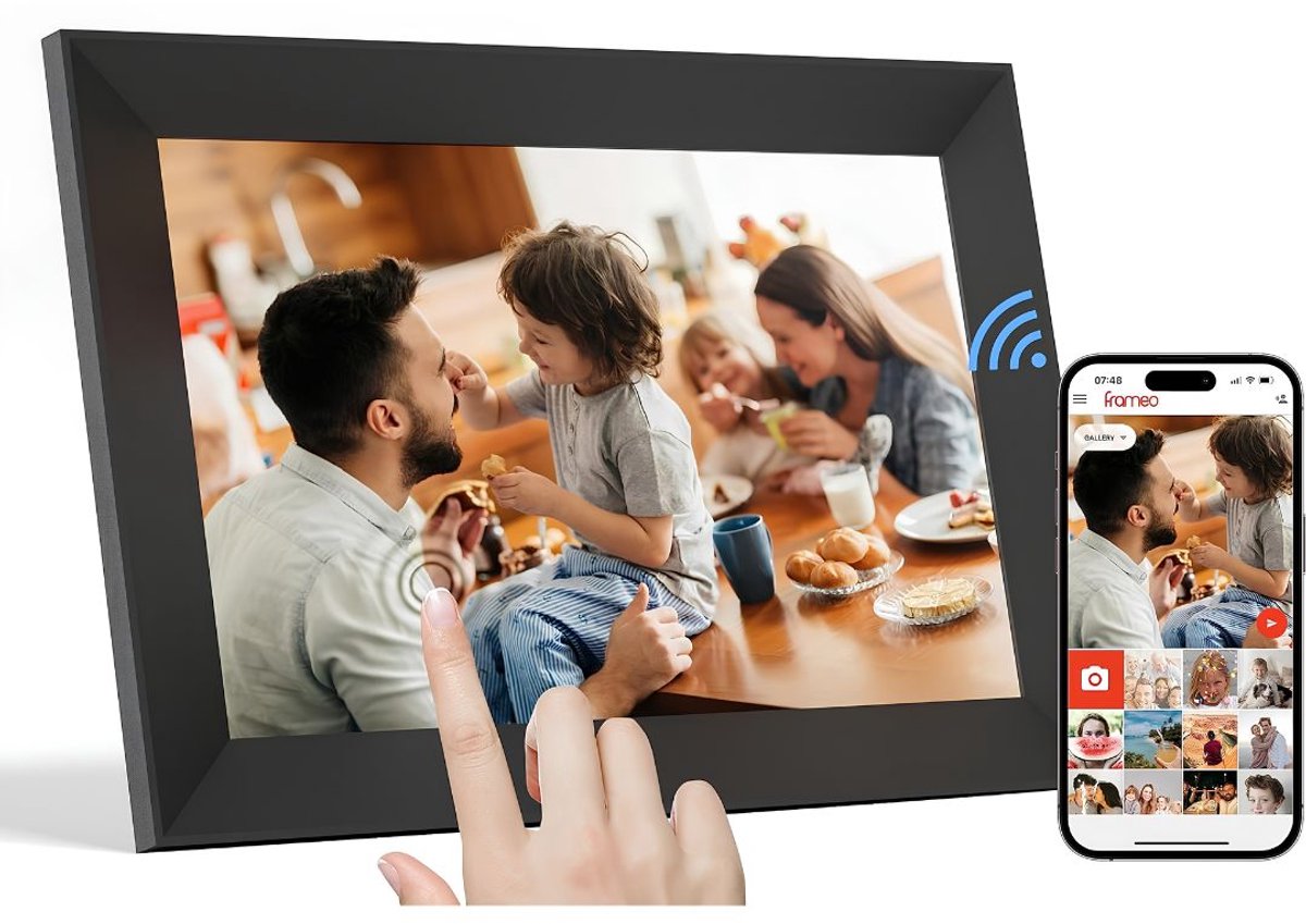 JCP® Digitale Fotolijst - Digitale Fotolijst met Wifi - Frameo Digitale Fotolijst - Zwart - 26cm x 18cm x 3cm