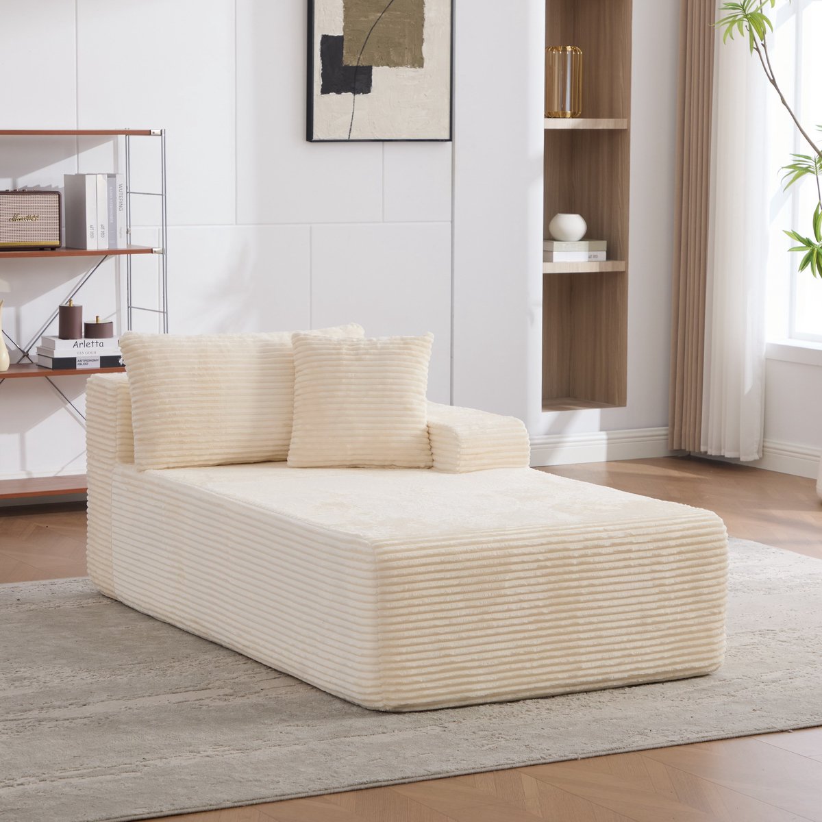 Modulaire Fauteuil 1-Zits - Chenille Cloud Sofa Met Lounge Comfort - Compressie Bank Met 30D Schuimvulling En Antislip Onderkant - Zachte Relaxstoel Voor Woonkamer - Ivoor