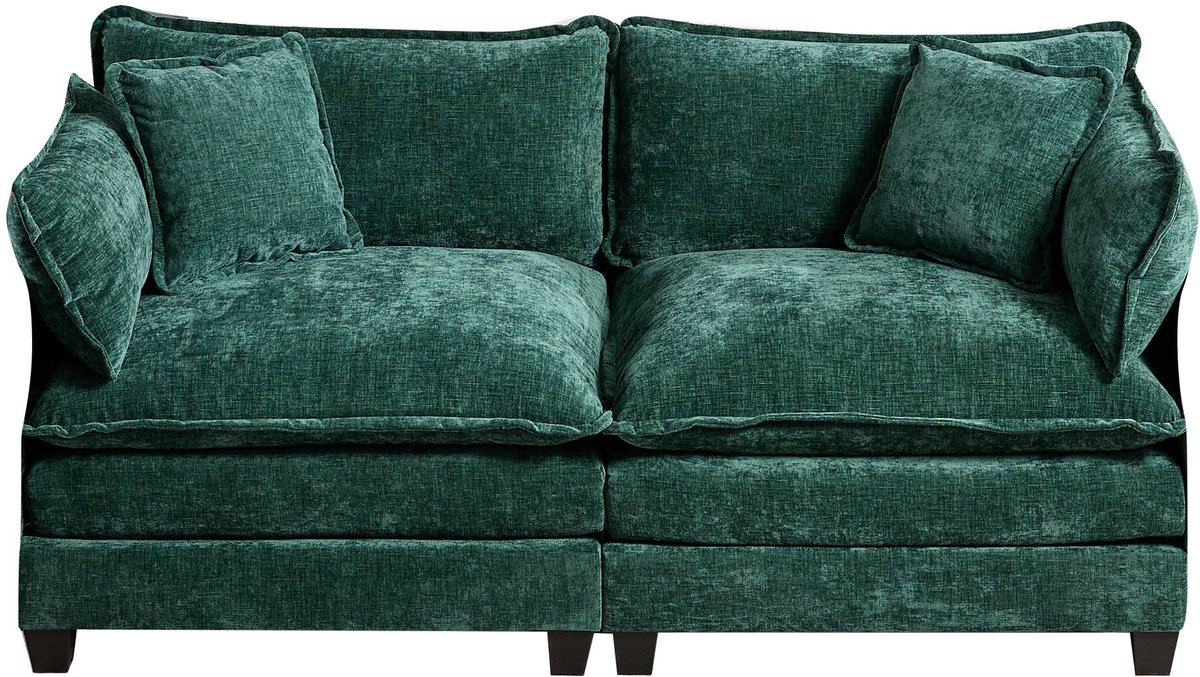 2-Zits Sofa - Modulaire Chenille Cloud Bank Zonder Armleuning - Comfortabele Lounge Bank Met Hoge Elasticiteit Schuimvulling - Aanpasbare Sofa Voor Moderne Interieurs Woonkamer Slaapkamer - Groen