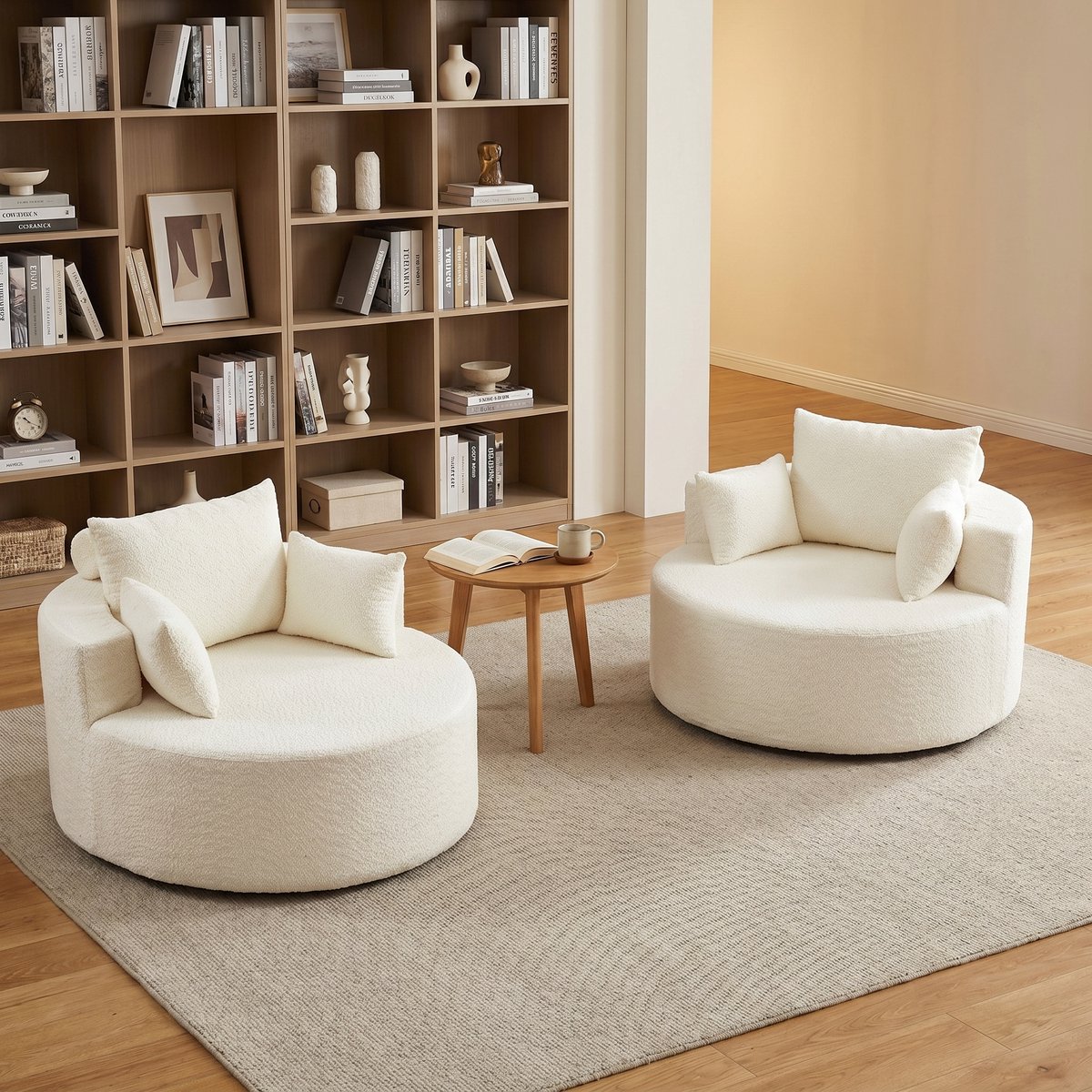 Einzelfauteuil voor woonkamer & slaapkamer - Flauschig, Sofort Genießbar - 32x32x133 cm, Beige