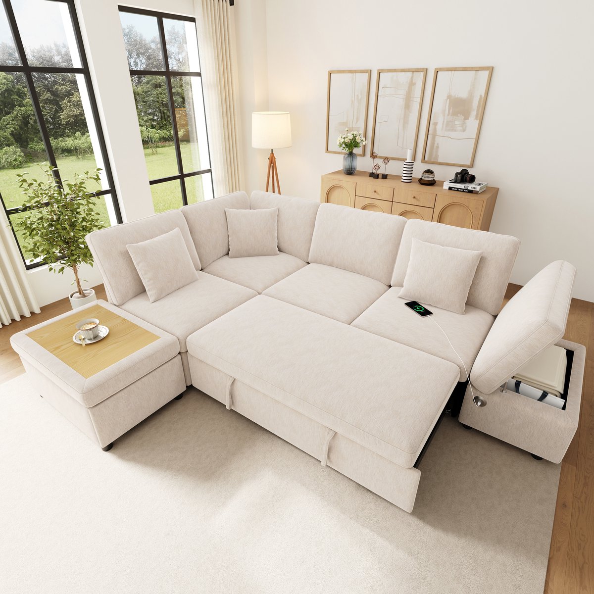 Comfortabel En Gezellig, Ideaal Voor Ontspanning - hoekbank - 247.5x172x87 cm, Beige