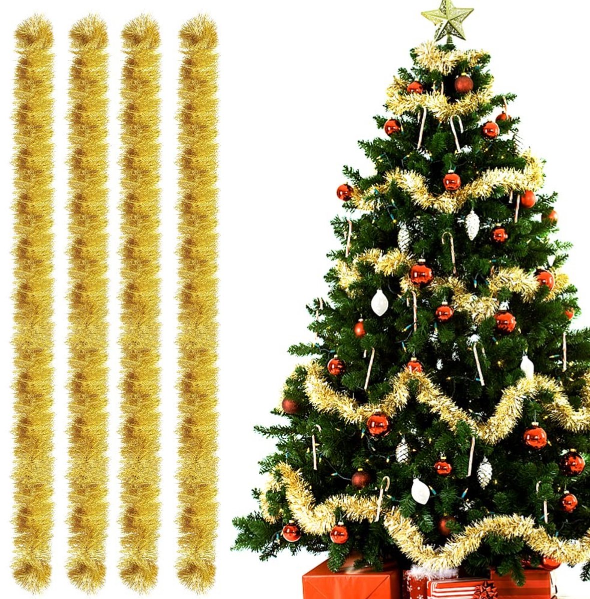 Solidchoice - Set van 4 Kerstgarland met Lametta
