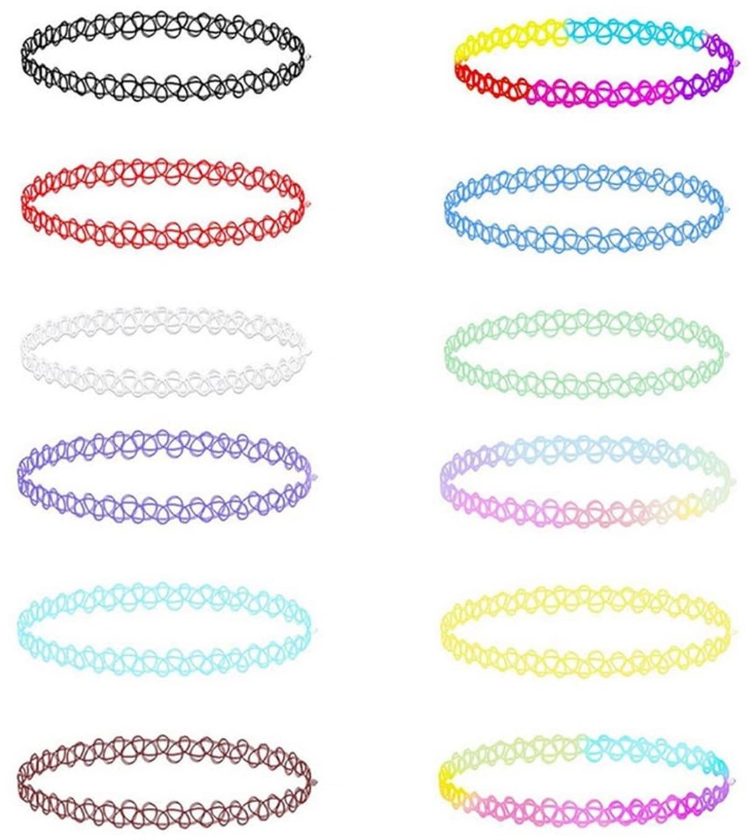 Solidchoice - Set van 12 Stretch Choker Halskettingen voor Dames, Diverse Stijlen