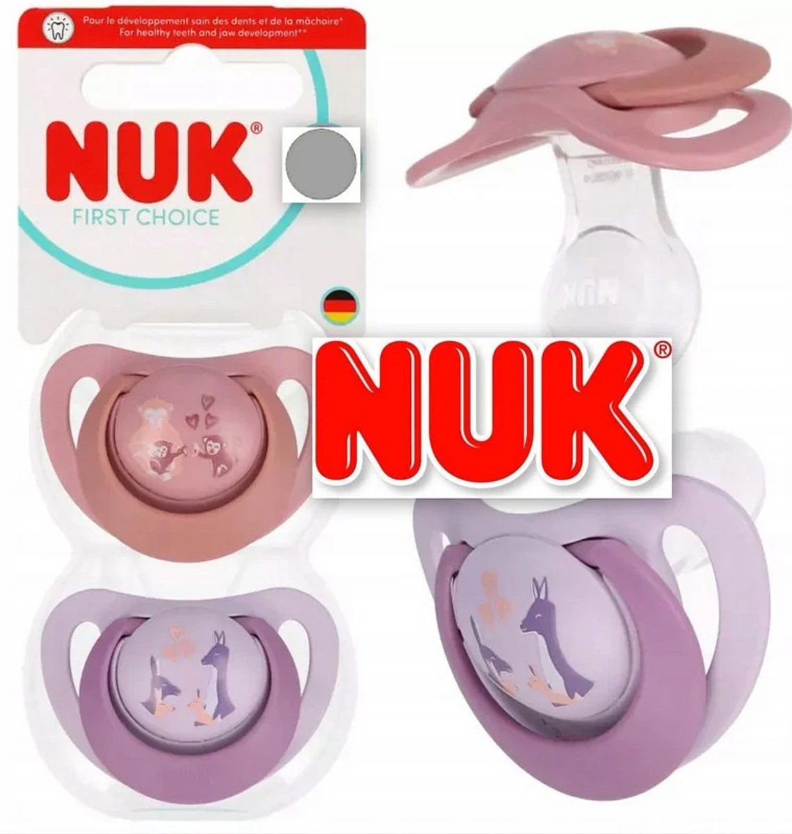 NUK First Choice Fopspeen – Siliconen – Apen / Kangoeroes - 2 stuks
