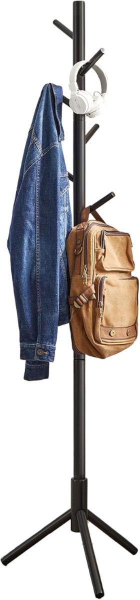 SNJY® Kinderkapstok - Kapstok Kind - Kinderkast - 8 Haken - 3 Verstelbare Hoogtes - Tot Max 175 cm - Zwart