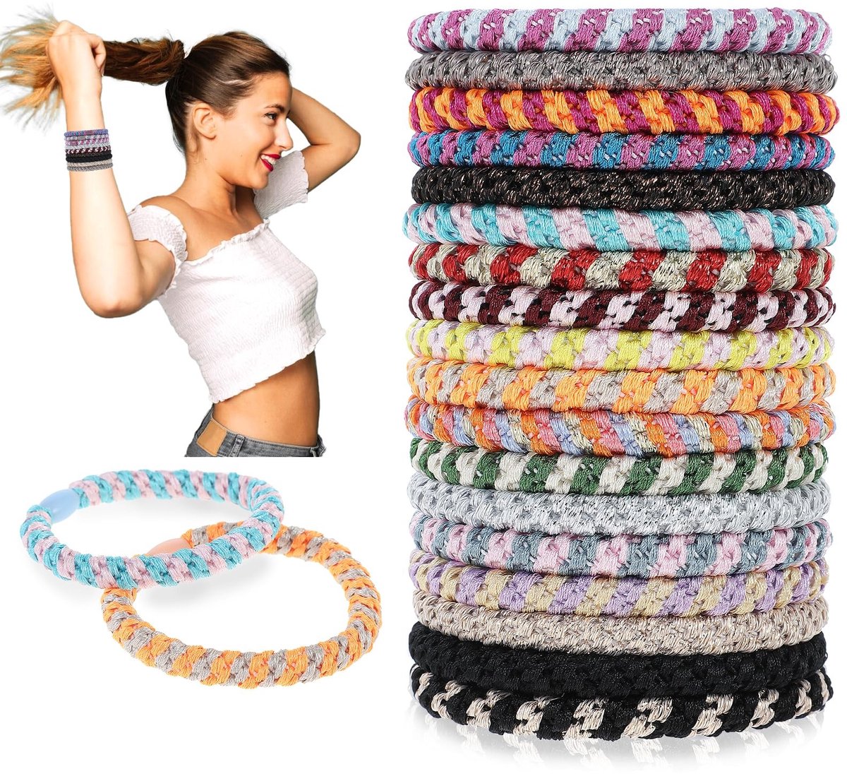 Solidchoice - Set van 18 Boho Haarstrikken voor Dames