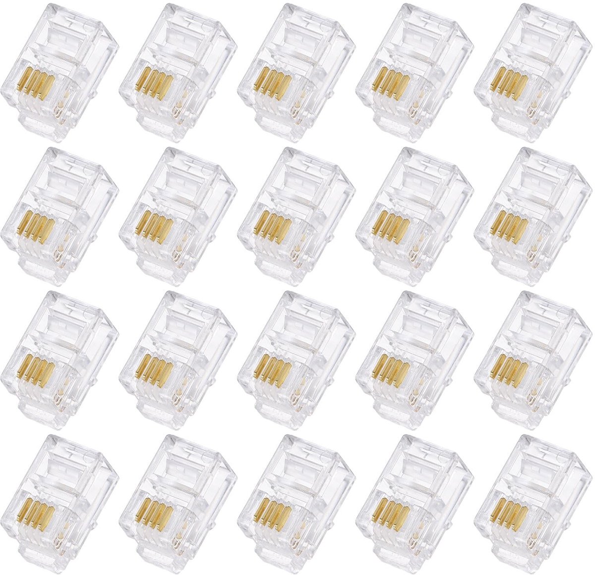Solidchoice - Telefoonmodulaire Stekker Mannelijk RJ9/RJ10/RJ22 20 Stuks