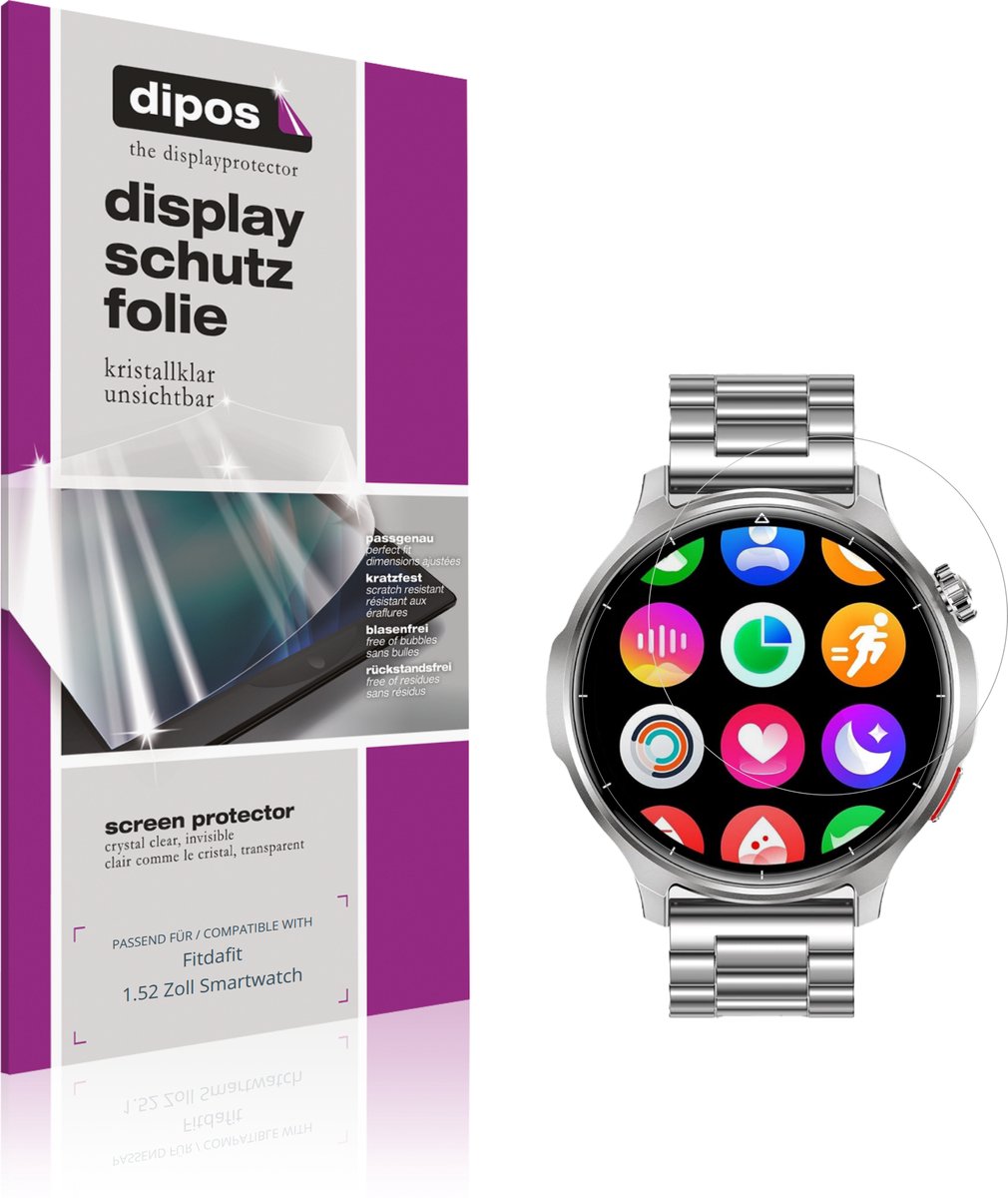 dipos – 6x Beschermfolie geschikt voor Fitdafit 1.52 Zoll Smartwatch | Krasbestendige & heldere Screenprotector Ultra-Thin