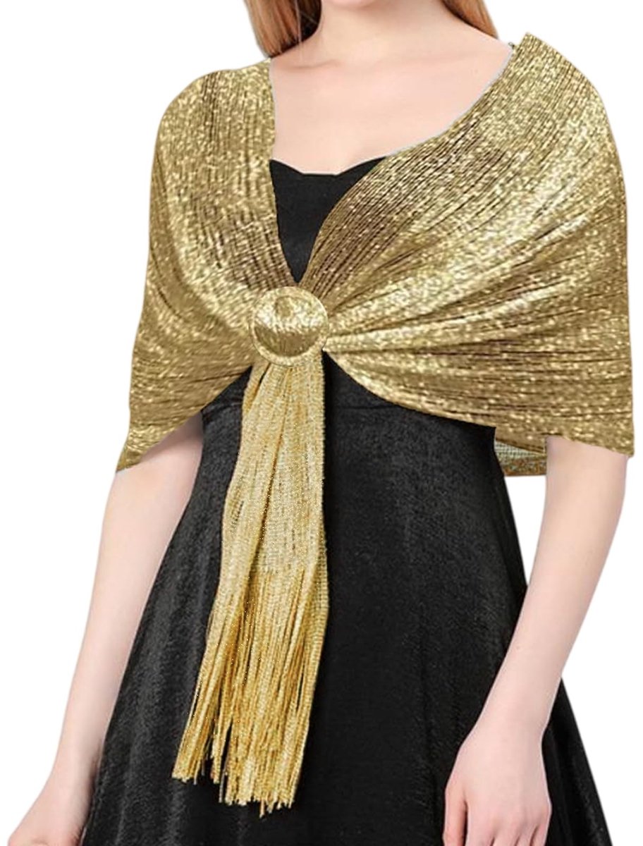 Solidchoice - Gouden Avond Sjaal voor Vrouwen met Buckle