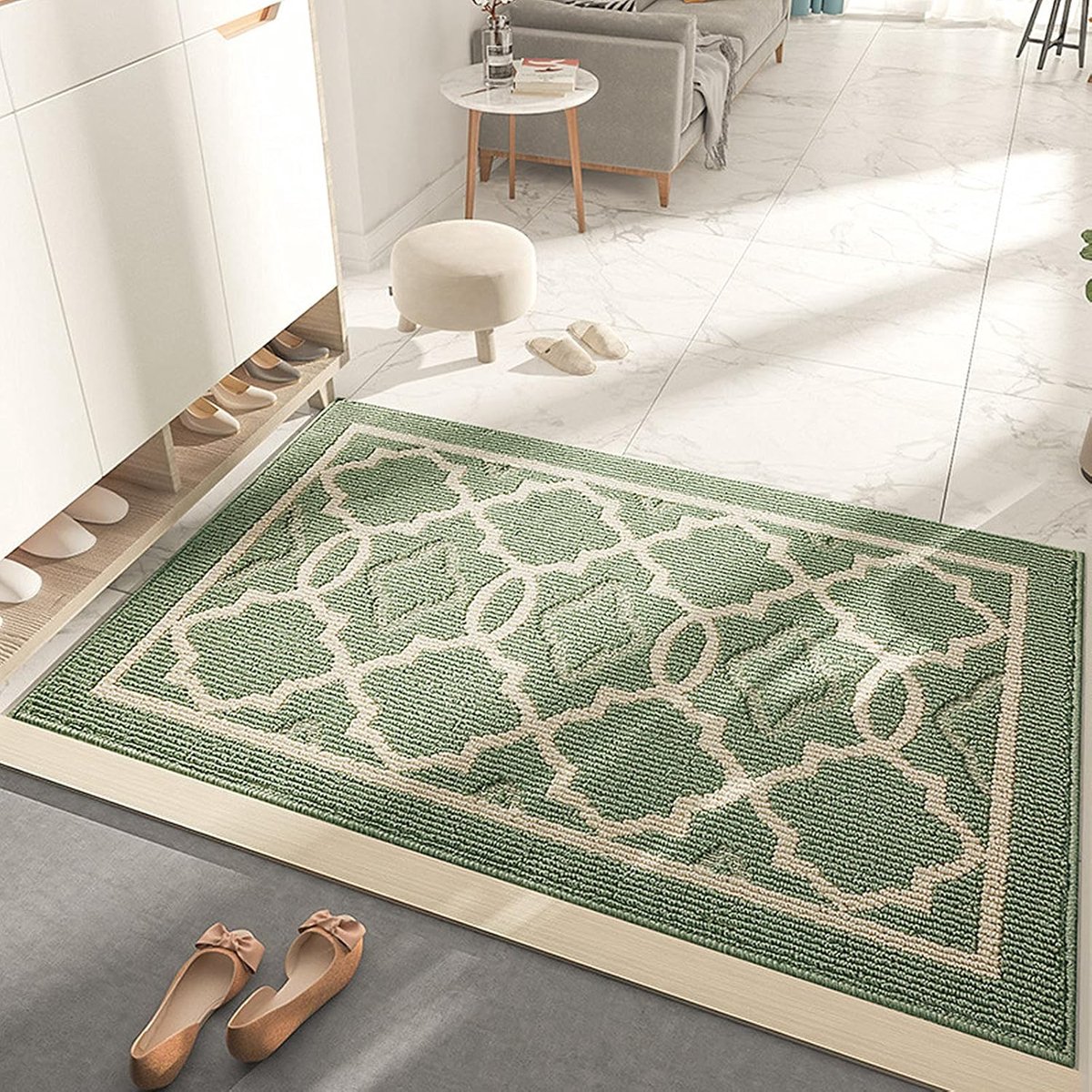 KZQ Deurmat voor binnen - Binnendeurmat - Vloerkleed - Vuilvangende en antislipmat voor de entree - Absorberend en machinewasbaar - 60 x 90 cm - Groen