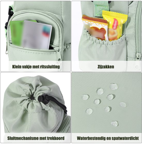 Waterfles Tas 600-1200ml - Drinkfles Houder met Schouderriem en Telefoonvak - Geïsoleerde Flessentas met 5 Vakken voor Wandelen, Fitness, Reizen en Outdoor - Roze — afbeelding 4