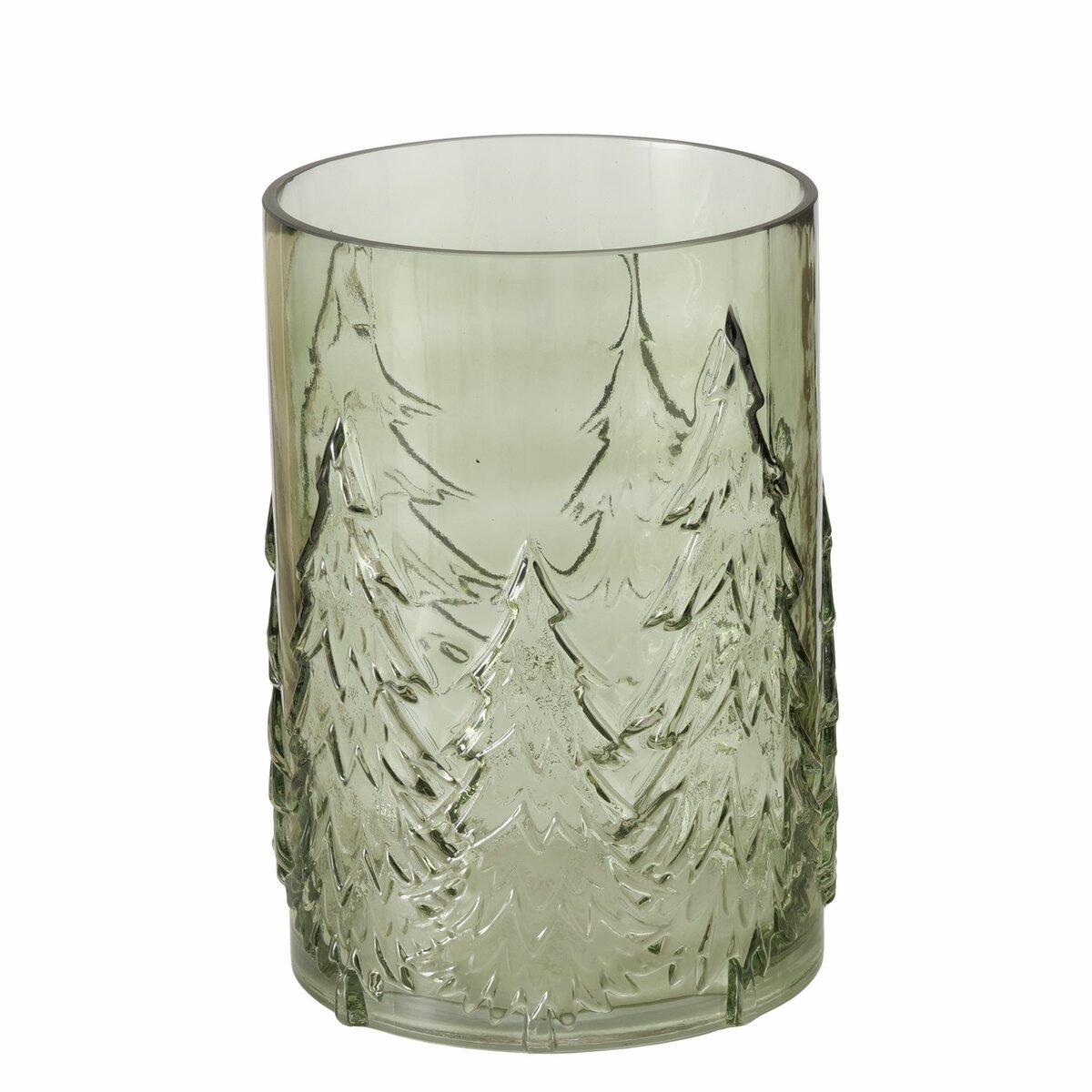 Boltze - Windlicht - Glas - Groen - Tanny - 22x16cm - Winter - Kerst