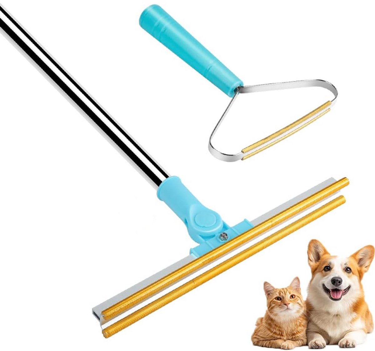 Haarverwijderaar voor Huisdieren - 130 cm Telescopische Handgreep - Tapijthark - Y-vormig Haarverwijderaar - voor Hond Kat Haar