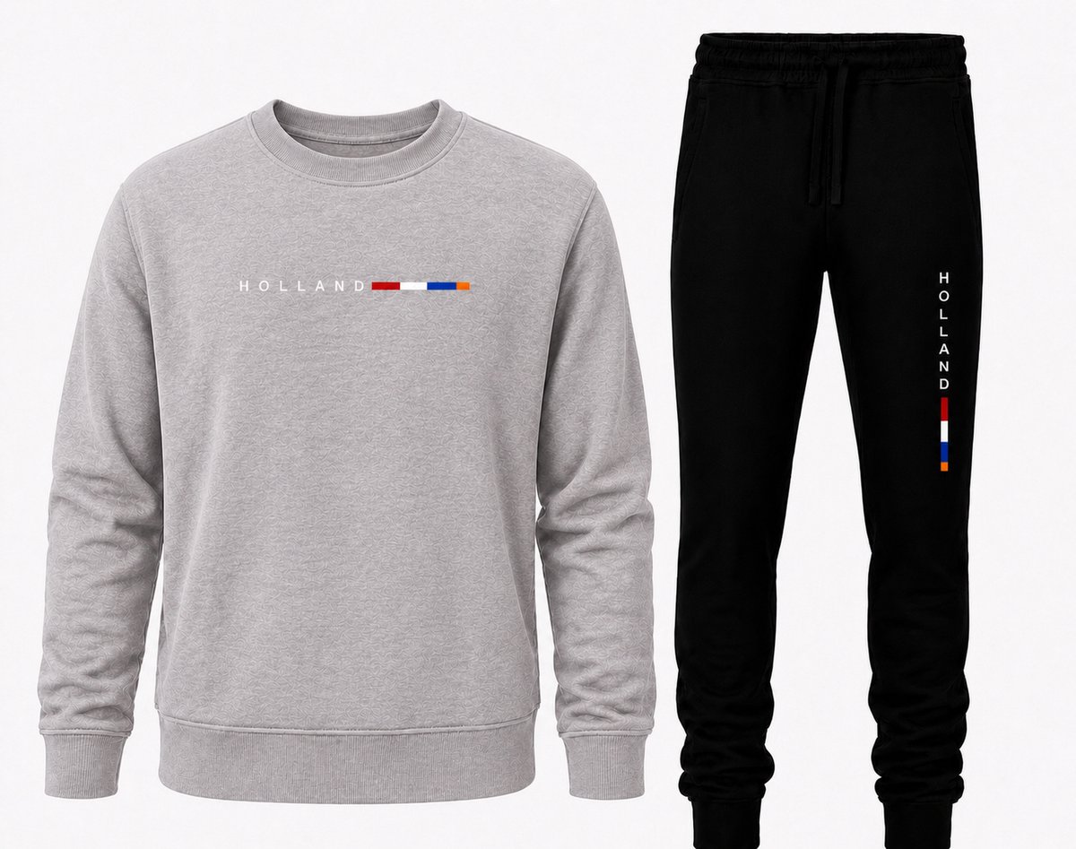Sweater Heren met Joggingbroek – Trainingspak Heren – Joggingpak Heren – Holland - Grijs - XL