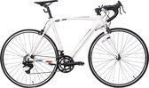 Racefiets 56 cm – Voor dames en heren in de stad en op de weg – Met 14 versnellingen en lichtgewicht aluminium frame – Wit aluminium frame