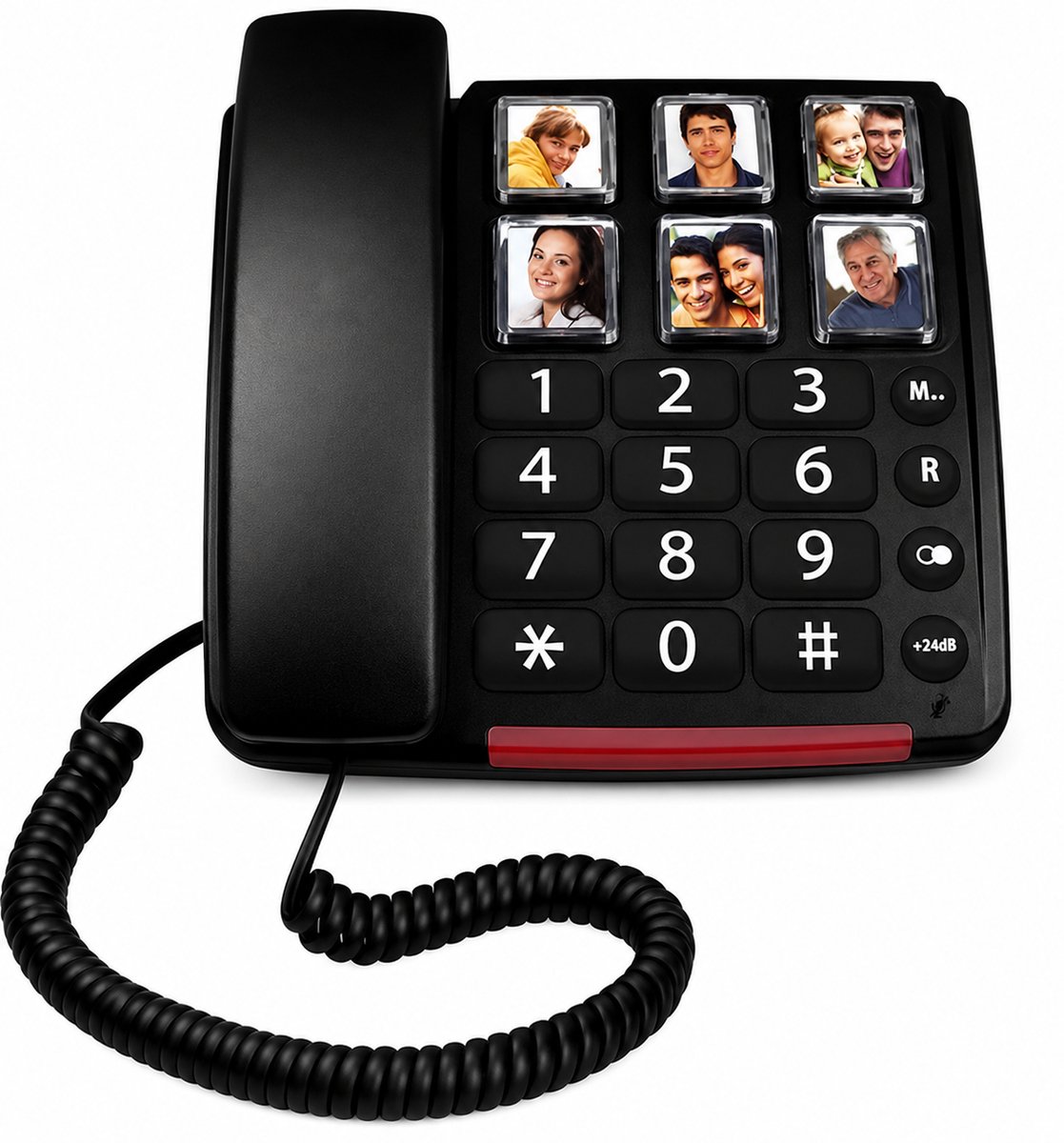 Huistelefoon Senioren - Vaste Telefoon Senioren - Bedraad - Grote Foto Toetsen - Big Button - Grote fototoetsen en cijfers - Extra luid gespreksvolume