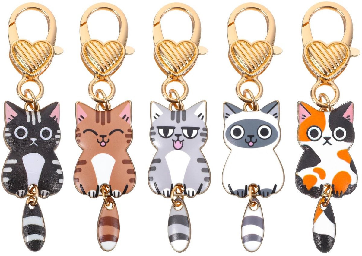 Solidchoice - Set van 5 Schattige Kat Sleutelhangers