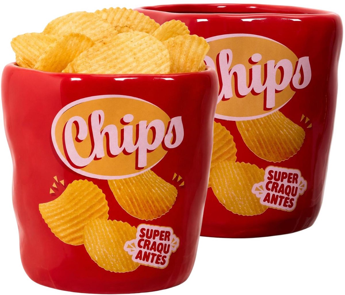 Cook Concept Chips bak / emmer - 2x - rood - keramiek - 15 x 13 cm - bioscoopstijl