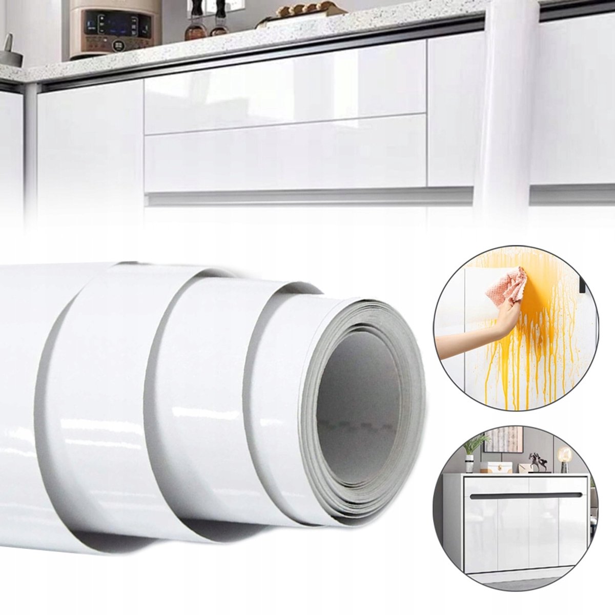 Wit Glanzend Glitter Zelfklevend Behang - 0,6 x 5m PVC Snijbaar Raster Aan De Achterkant - Waterdicht Afneembaar En Plakbaar Voor Keuken, Meubels En Doe-Het-Zelfprojecten