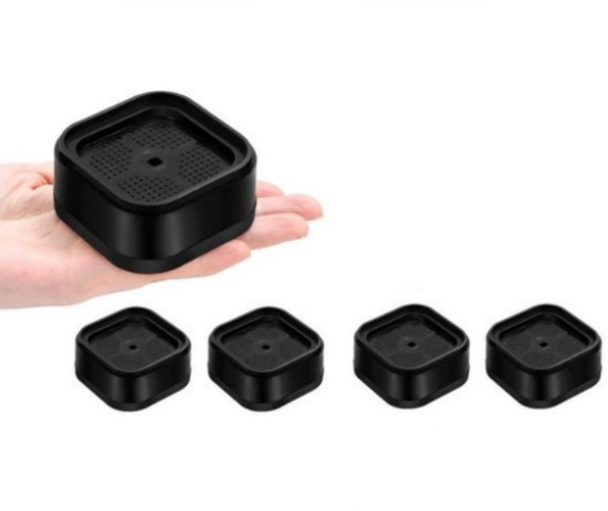 4 Stuks Zwarte Stapelbare Meubel Verhogers - Antislip Verhogers voor Wasmachine, Bed, Bank, 1/2/3 Inch Verstelbaar