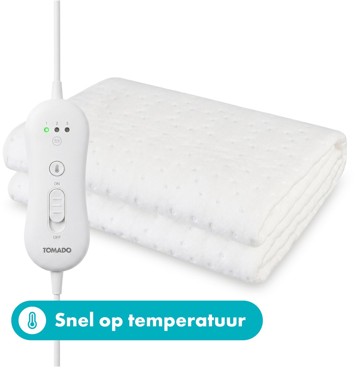 Tomado TEB1505W - Elektrische deken 1 persoons - 150 x 80 cm - Warmtedeken - Onderdeken - 3 standen