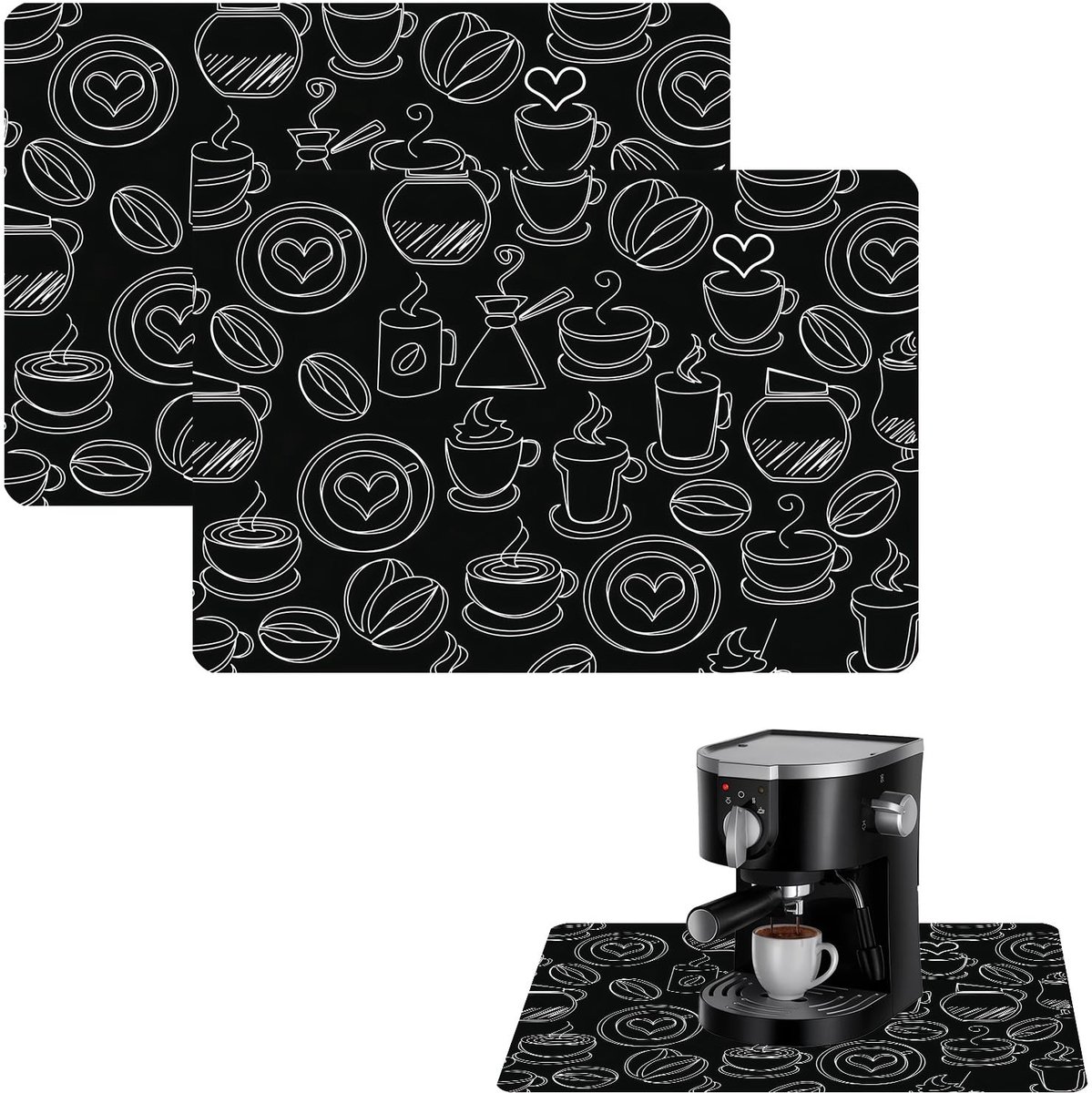 Solidchoice - Dish Drying Mat - Silicone Drogen Mat voor Keuken met Coaster Functie, 2 Stuks
