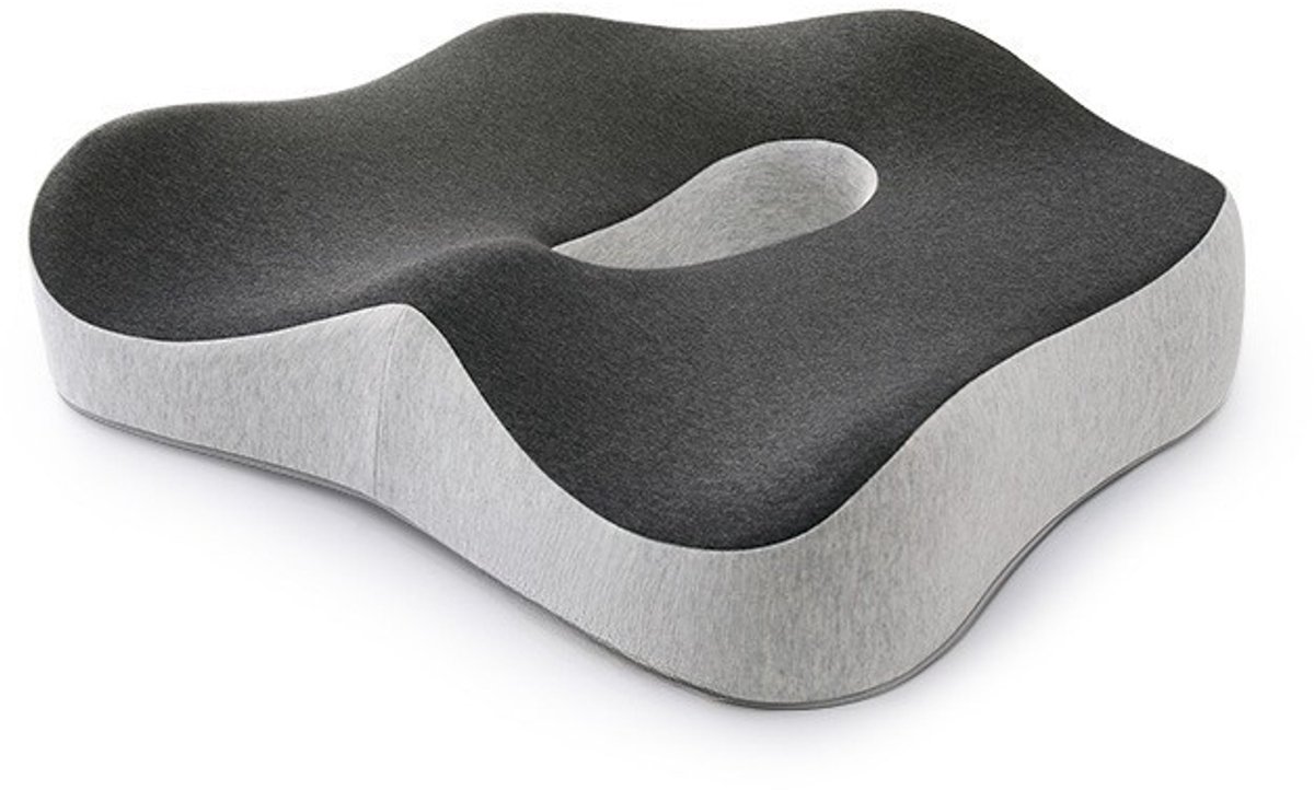 1 stuk - Memory katoen stoelkussen - Ortopetische kussen - staartbotkussen - Ergonomische kussen - correcte zitting - 40x34.5x8.5 cm - grijs